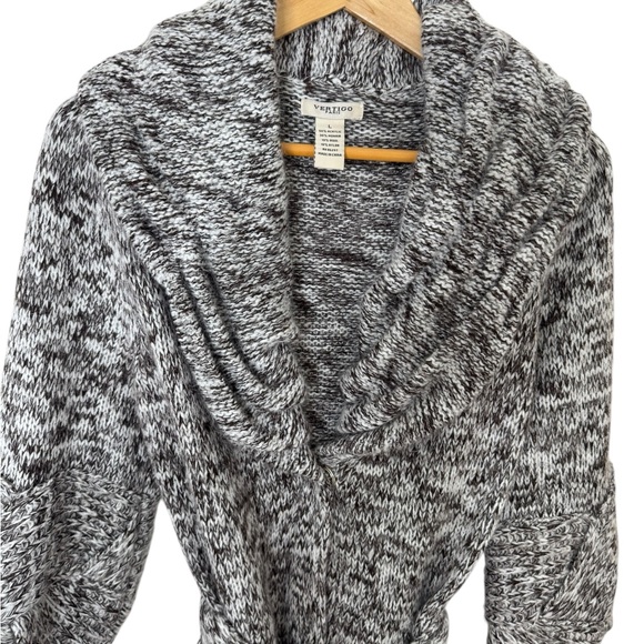 Vertigo Paris Brown and White Cardigan Wrapped Knot Sweater Large - Picture 2 of 7